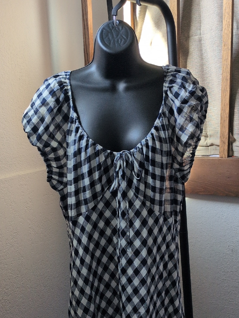 ✨Gap × DÔEN gingham linen midi dress In Blue Check Size XL - Picture 2 of 9